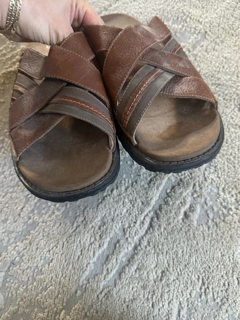 Abeo Brant Brown Leather Sandals straps slip on slides  BM048 12
